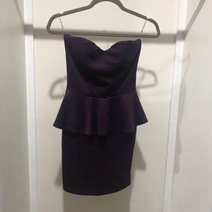 Dark purple strapless dress